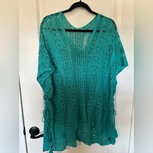 Turquoise Knit Bathing Suit Cover-Up